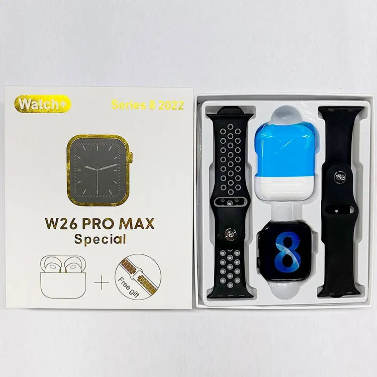 ساعت هوشمند سری 7 w26 pro max همراه با ایرپاد و دو بند رایگان