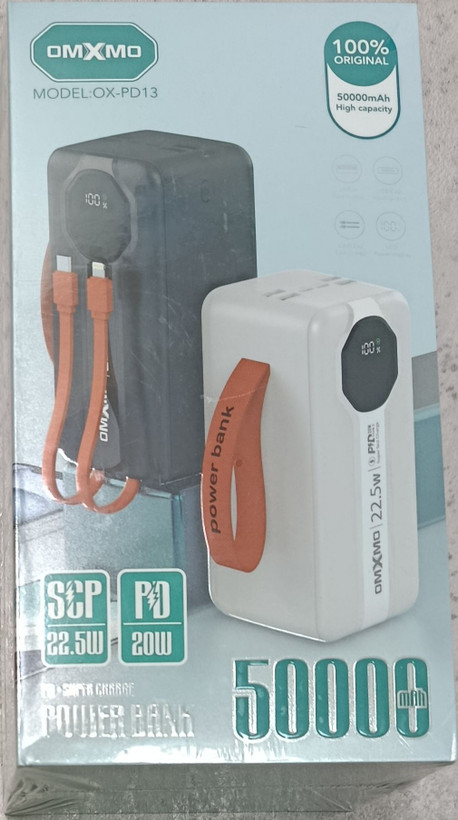 پاوربانک 50000mla OMXMO مدل OX-PD13 فست شارژ 22.5 وات