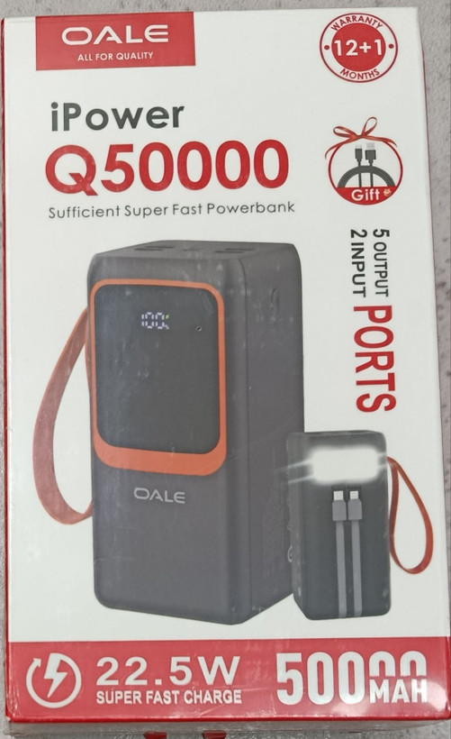 پاوربانک 50000mla OALE مدل Q50000 فست شارژ 22.5 وات