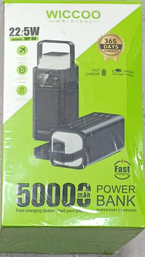 پاوربانک 50000mla WICCOO مدل WP-50 فست شارژ 22.5 وات