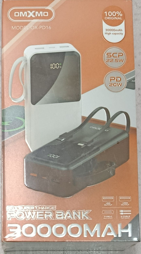 پاوربانک 30000mla OMXMO مدل OX-PD16 فست شارژ 22.5 وات
