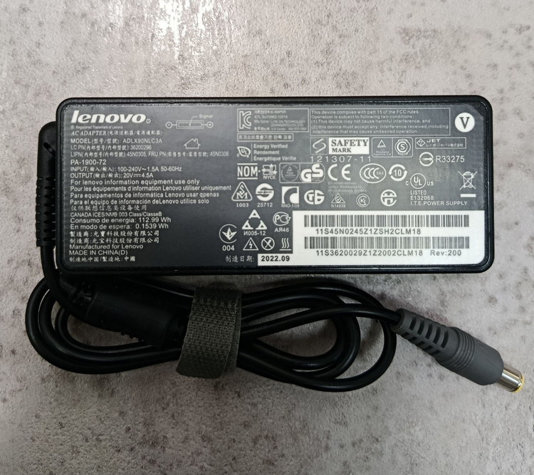 شارژر لپ تاپ لنوو 20V 4.5A با توان 90W مدل سوزنی
